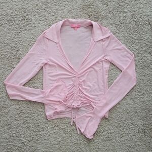 Sugar Thrillz Light Pink Ruched Blouse